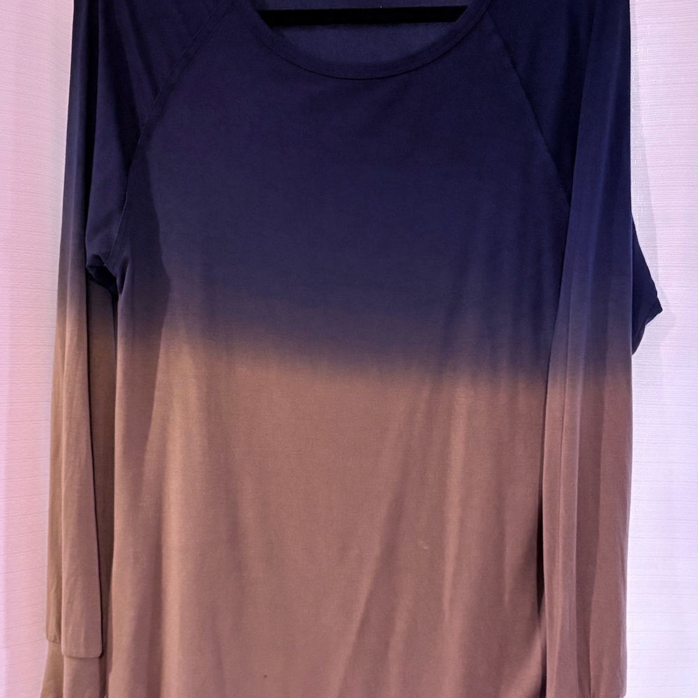 Dear John Blue and Brown Ombre Long Sleeve Top